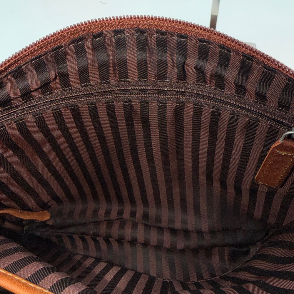 Jack Georges Vintage Cognac Leather Embossed Floral Paisley Crossbody Bag Brown - Picture 10 of 13
